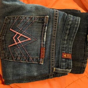 Women’s vintageSeven for all MankindDark Blue Jeans with Pink Stitching